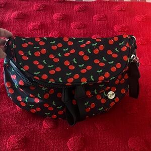 Cherry Print Black Crossbody Bag